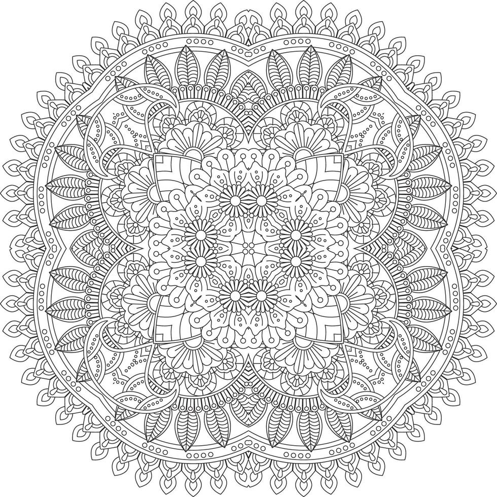 fiore decorativo ornamento nel etnico orientale stile, scarabocchio ornamento, schema mano disegno. colorazione libro pagina. fiore mandala colorazione libro pagina. adulto colorazione pagina. vettore