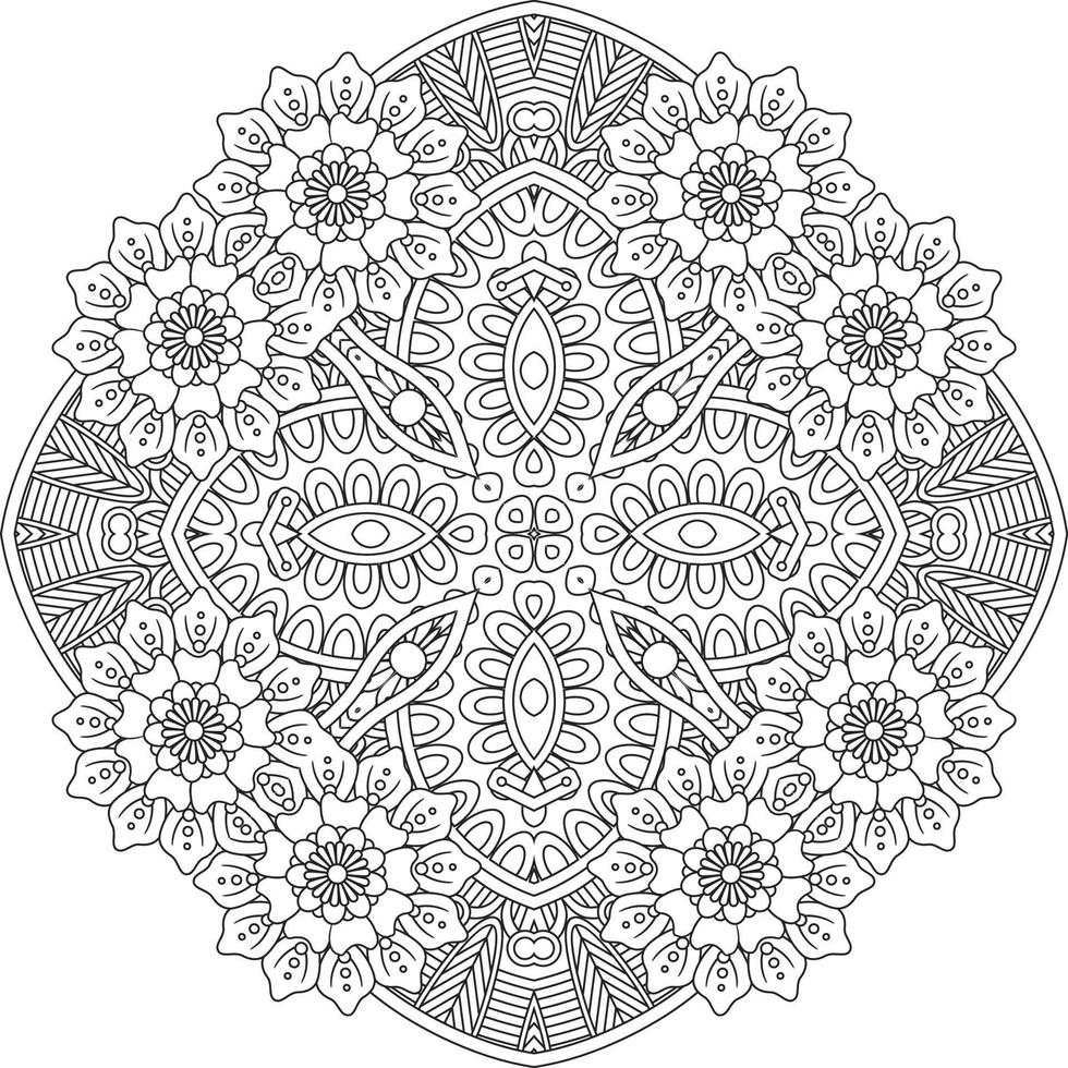 fiore decorativo ornamento nel etnico orientale stile, scarabocchio ornamento, schema mano disegno. colorazione libro pagina. fiore mandala colorazione libro pagina. adulto colorazione pagina. vettore