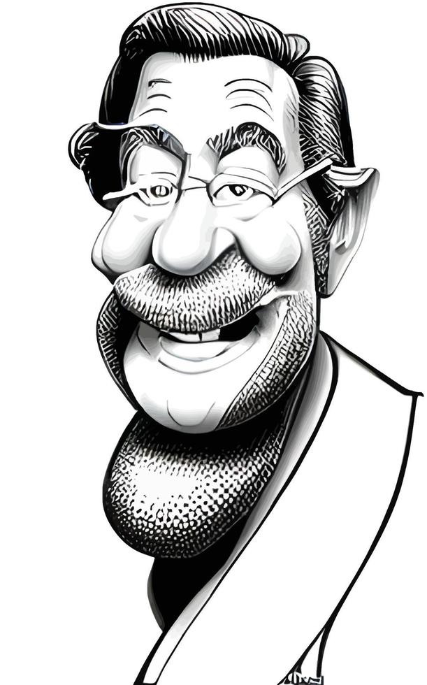 comico caricature di contento vecchio uomo vettore