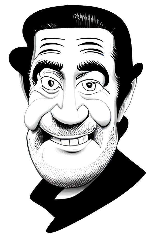 comico caricature di contento vecchio uomo vettore