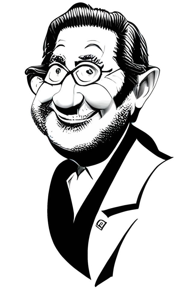 comico caricature di contento vecchio uomo vettore