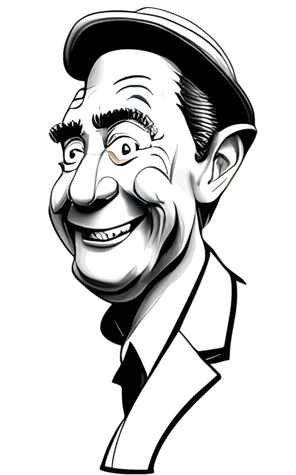 comico caricature di contento vecchio uomo vettore