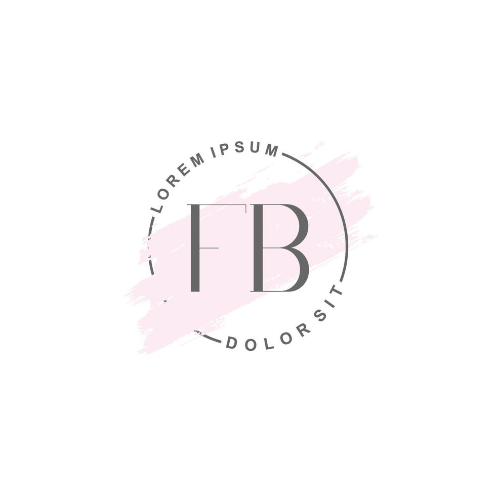 iniziale fb minimalista logo con spazzola, iniziale logo per firma, nozze, moda, bellezza e salone. vettore