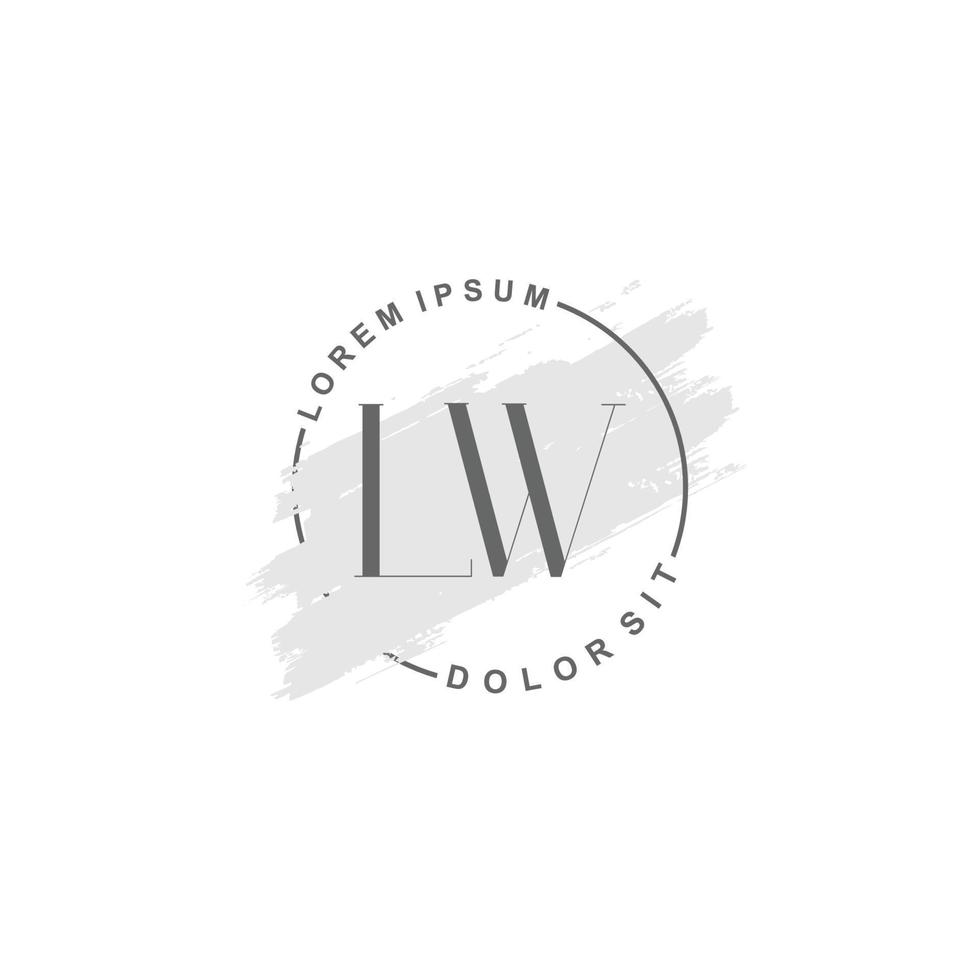 iniziale lw minimalista logo con spazzola, iniziale logo per firma, nozze, moda. vettore