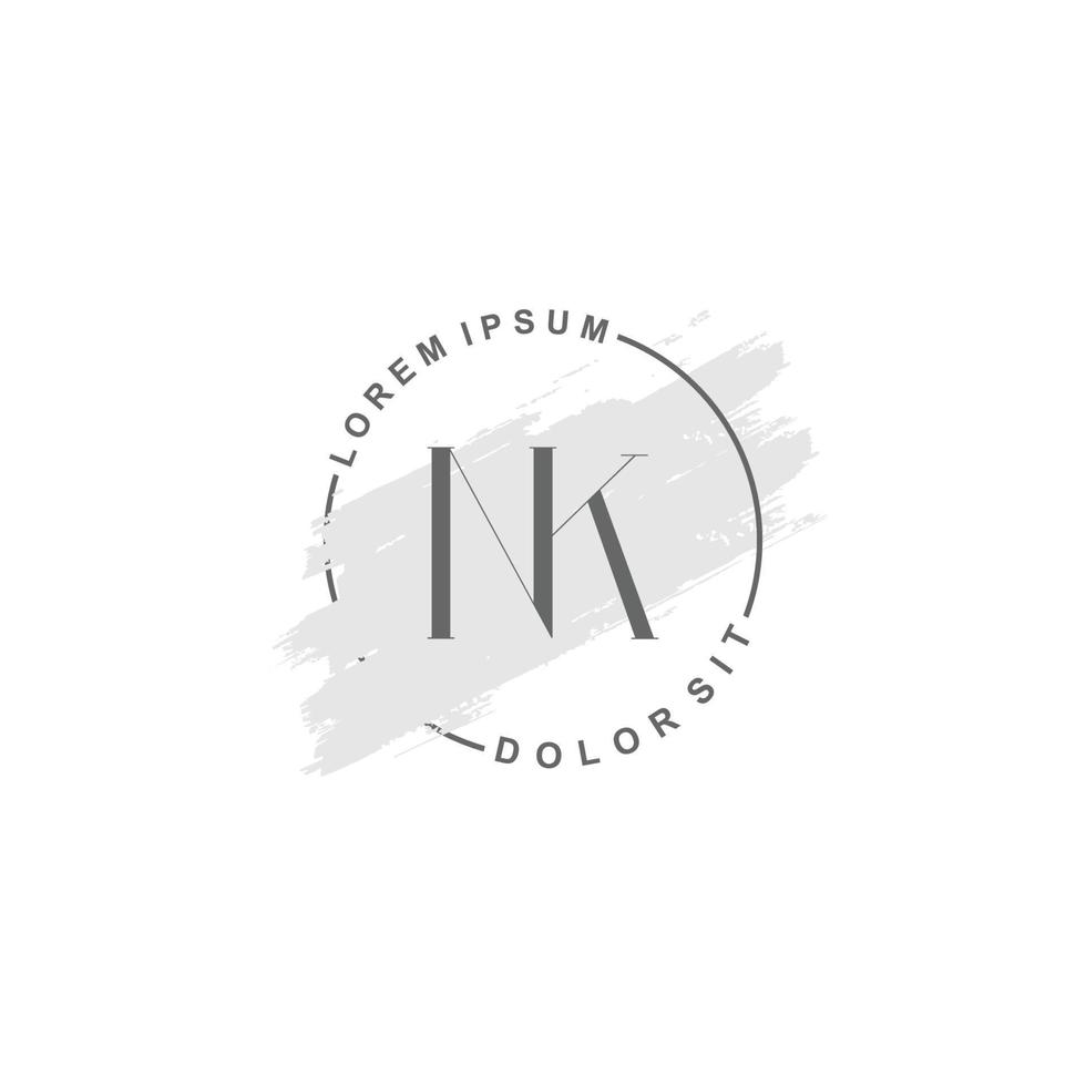 iniziale nk minimalista logo con spazzola, iniziale logo per firma, nozze, moda. vettore