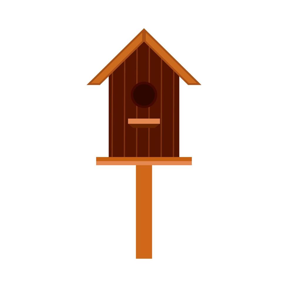 casella di nidificazione animale design elemento cartone animato icona vettore. casa per uccelli in legno isolata bianca vettore