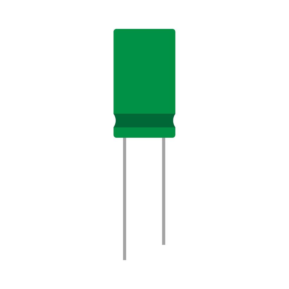 icona del vettore dell'elemento del circuito di rete del primo piano elettrico del condensatore verde. sistema di microchip per la riparazione del computer