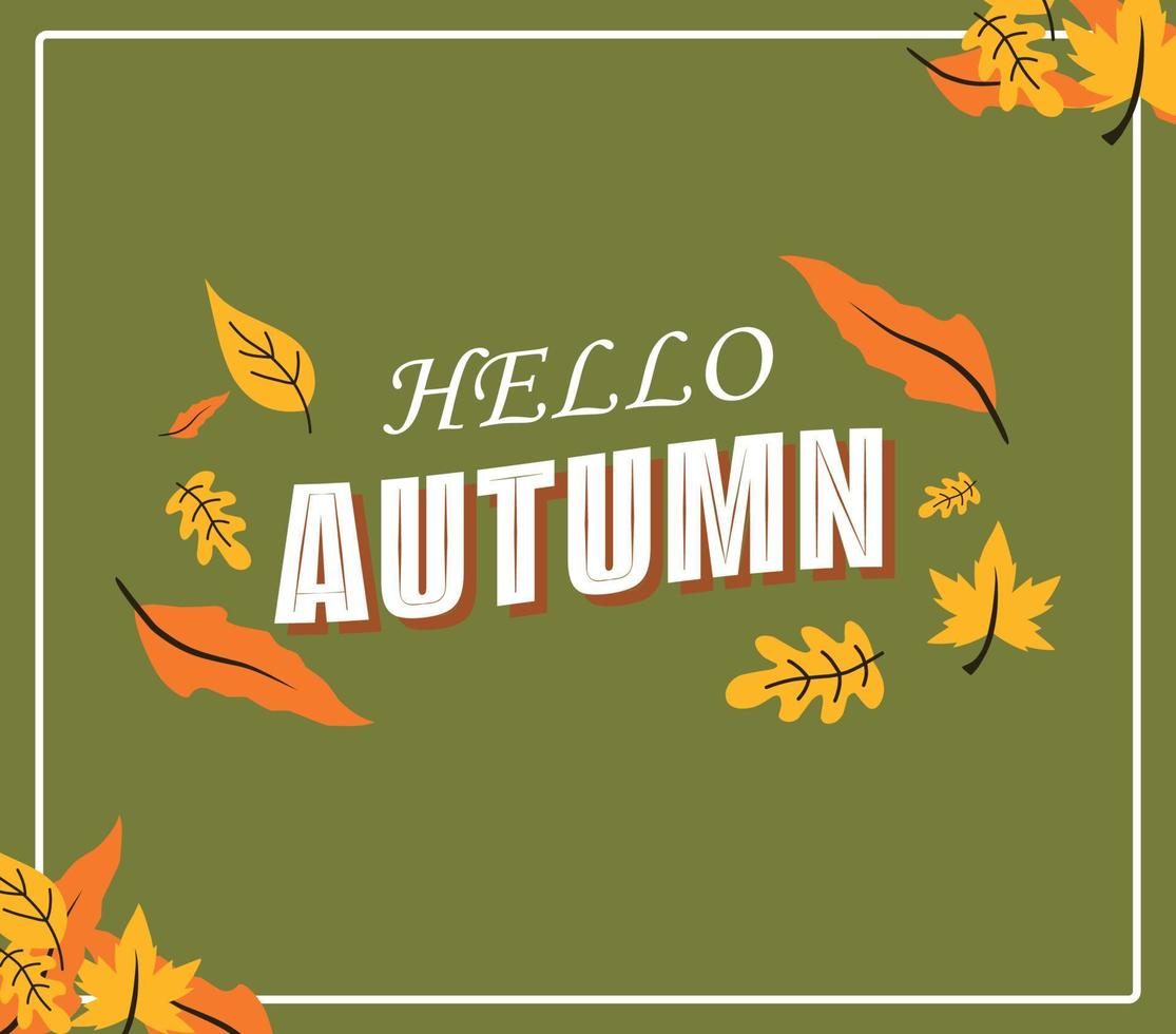 Ciao autunno saluto carta design vettore