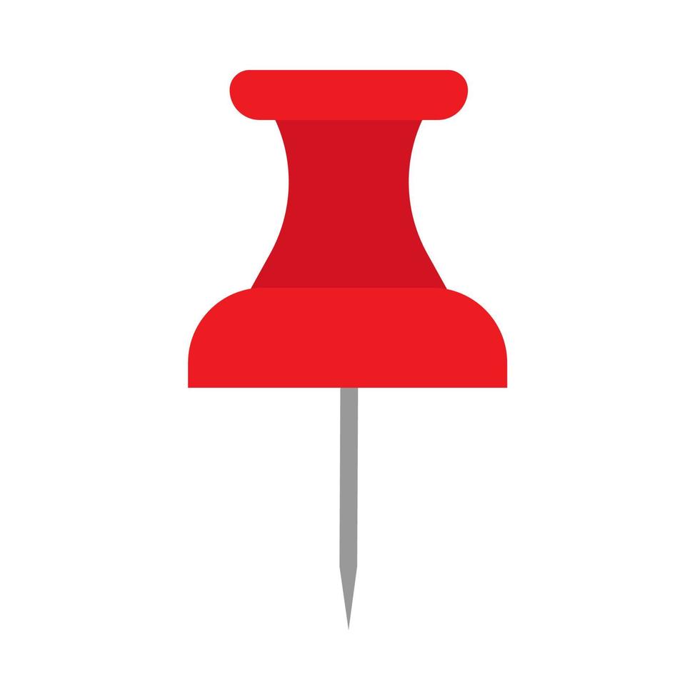 puntina rosso simbolo piatto attrezzatura ordine del giorno organizzatore. vettore spingere perno carta