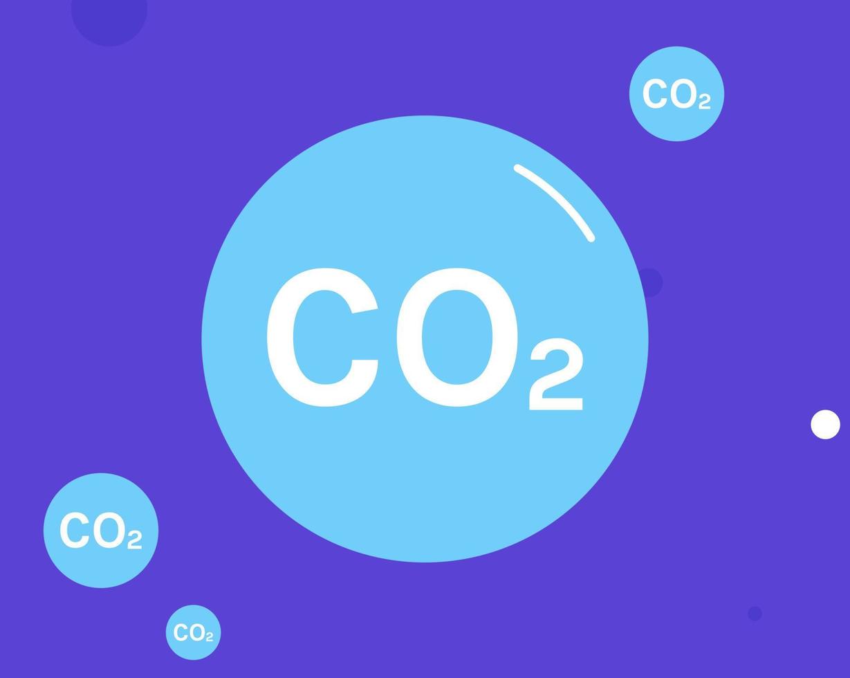 co2 carbonio biossido tossico gas molecole concetto piatto vettore illustrazione.