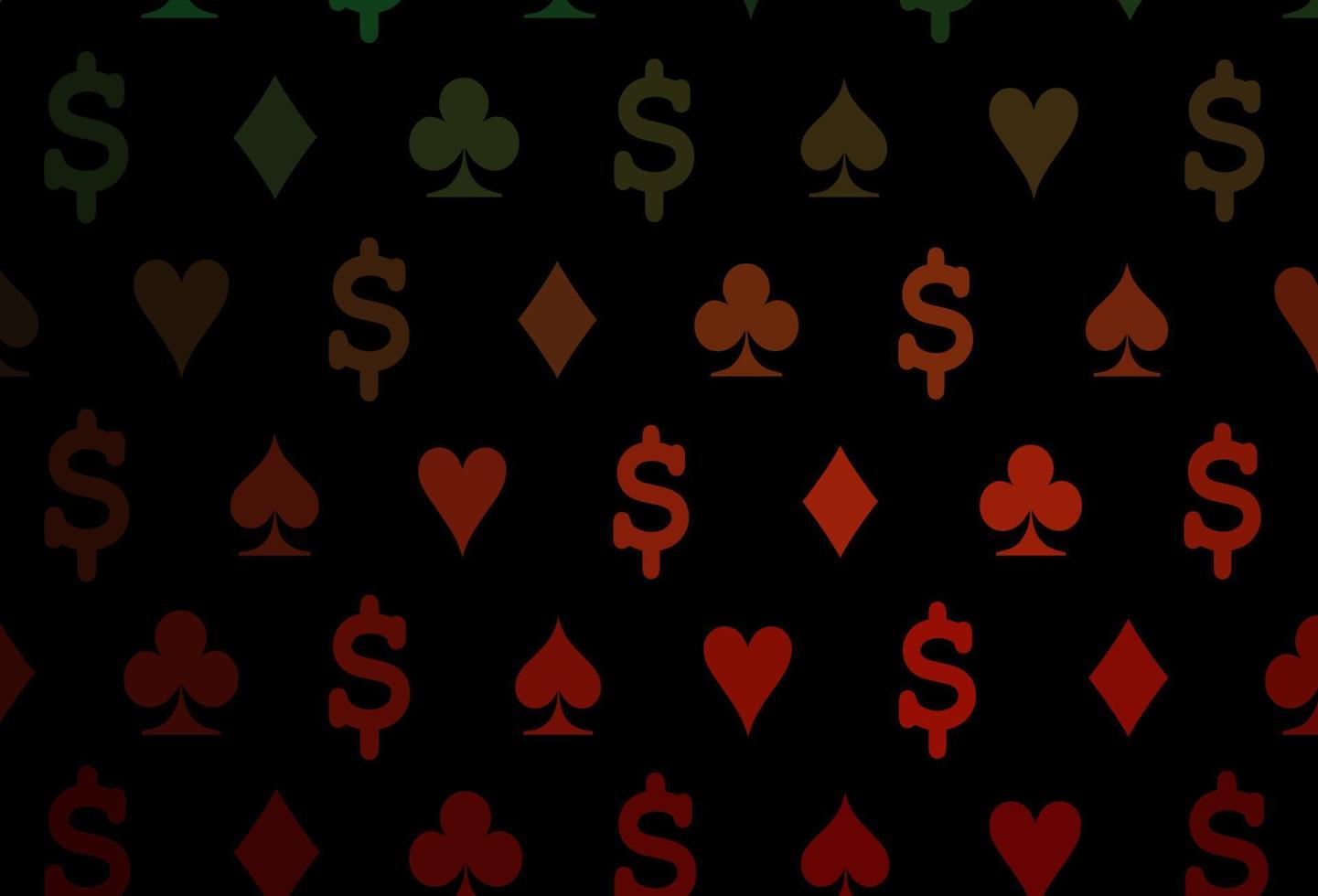 copertina vettoriale verde scuro, rosso con simboli di gioco d'azzardo.