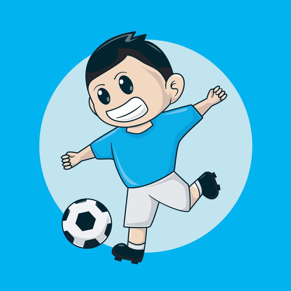 bambino giocando calcio illustrazione vettore