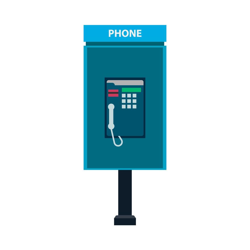 Telefono cabina chiamata cartello tecnologia vettore icona. moderno blu concetto telecomunicazione piatto all'aperto città telefono