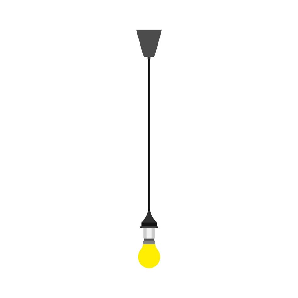 lampadina giallo sospeso vettore icona illuminazione. leggero bicchiere lampada idea fluorescente luminosa forma. piatto ispirazione soluzione