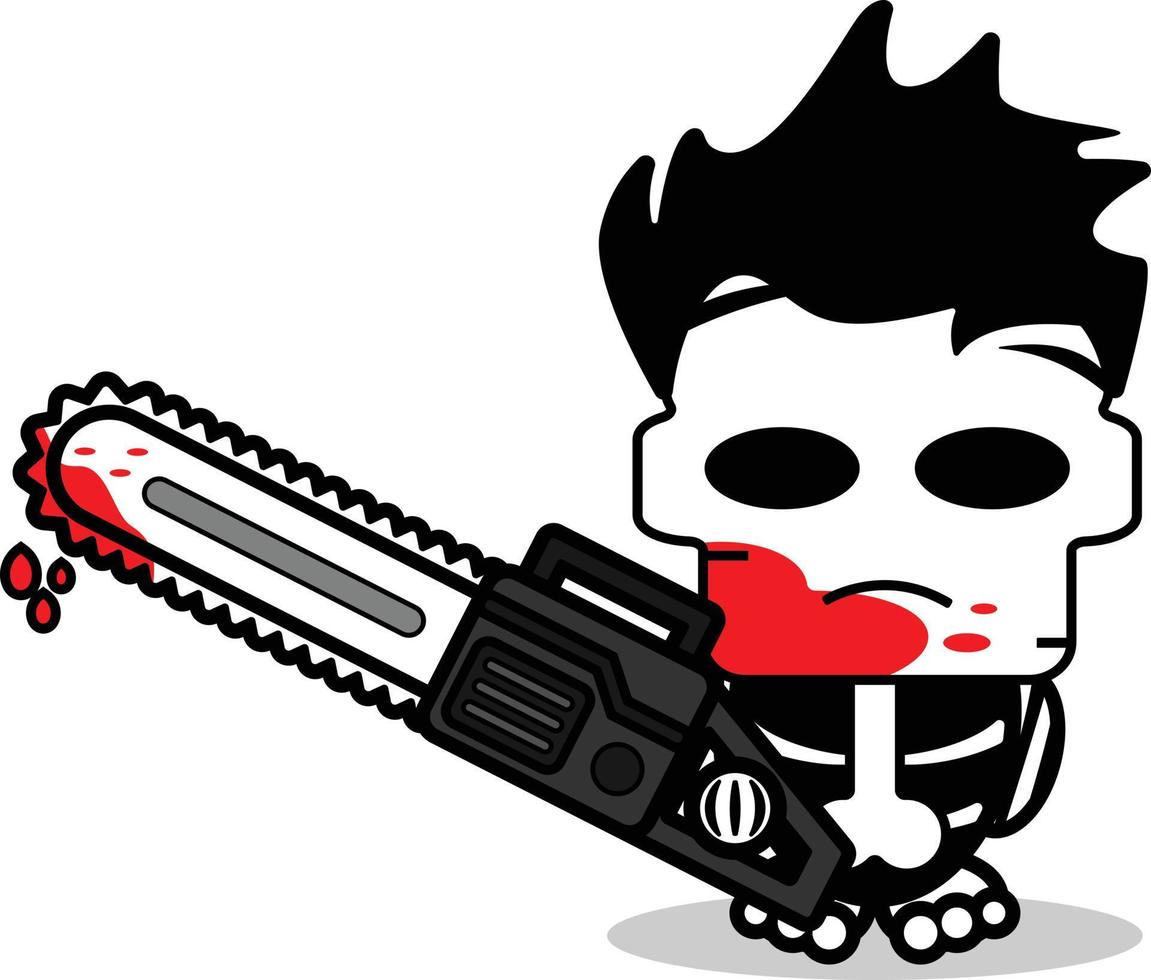 carino Michael mayer osso portafortuna personaggio cartone animato vettore illustrazione Tenere sanguinoso sega macchina