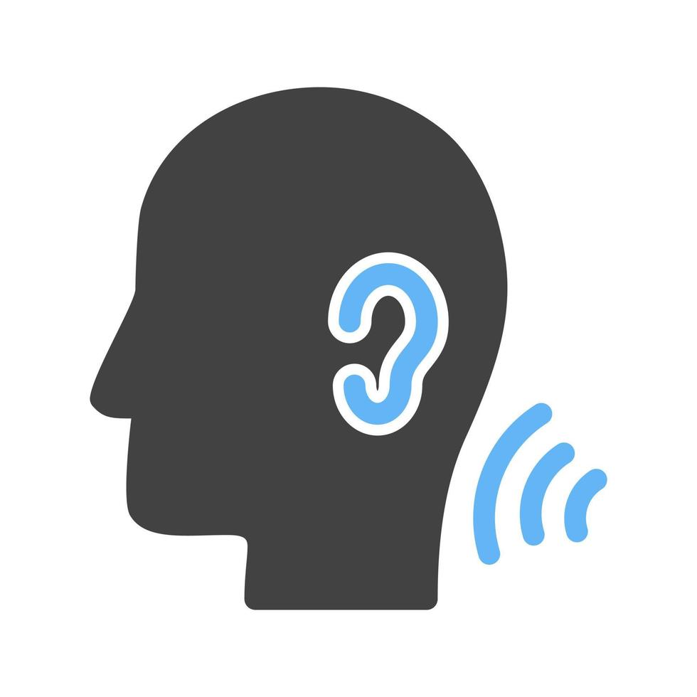 ascoltando abilità glifo blu e nero icona vettore