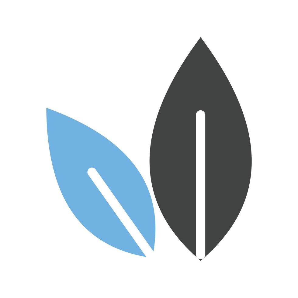 le foglie glifo blu e nero icona vettore