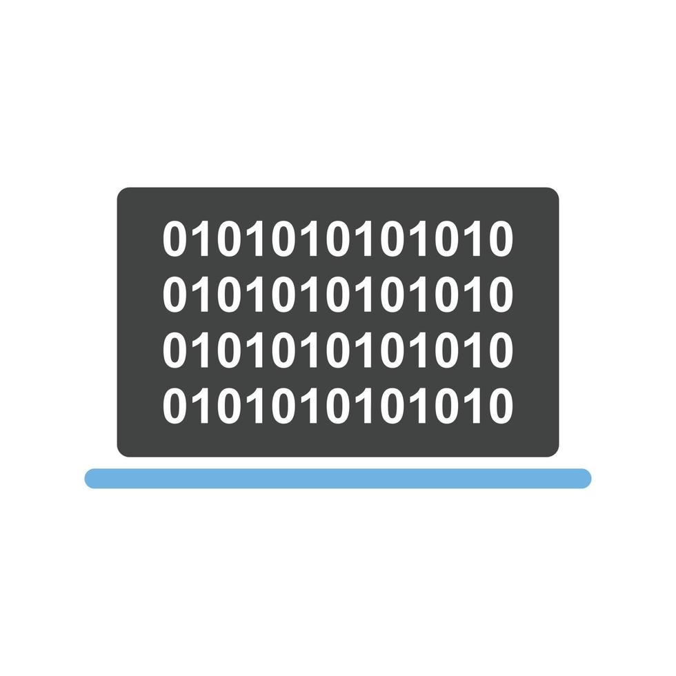 computer binario codice glifo blu e nero icona vettore