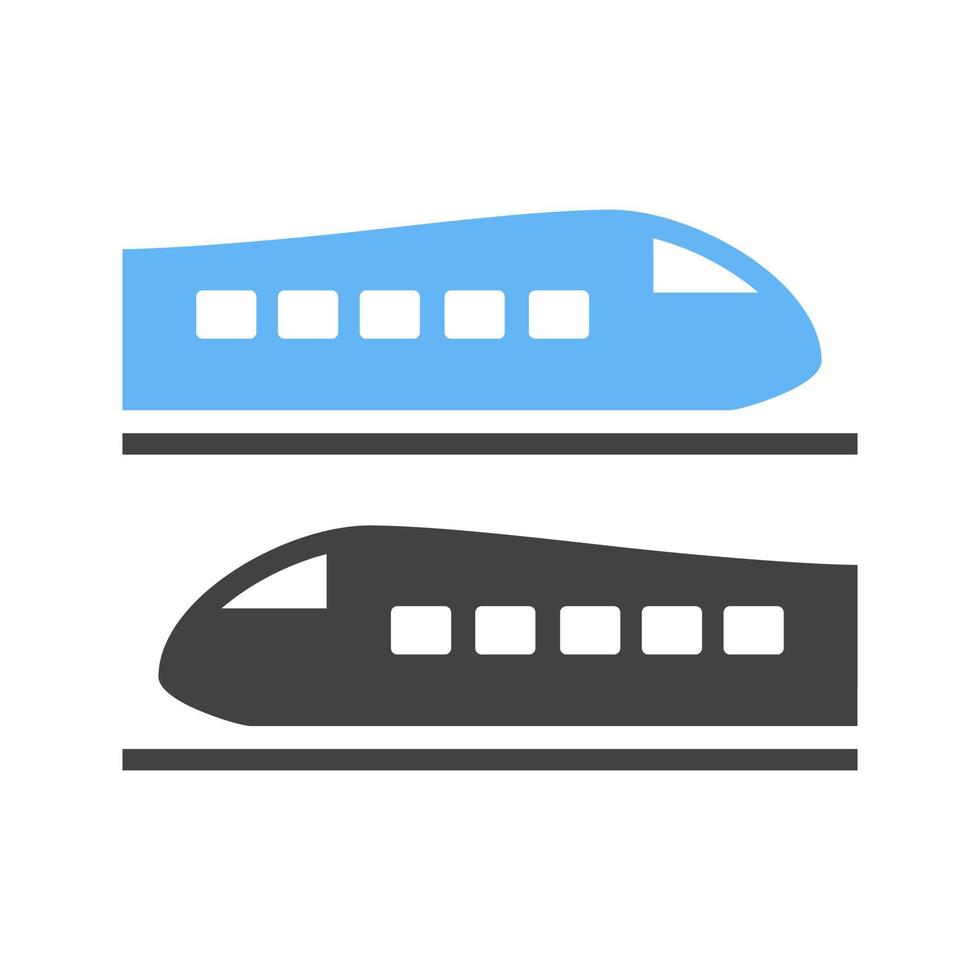 treni glifo blu e nero icona vettore