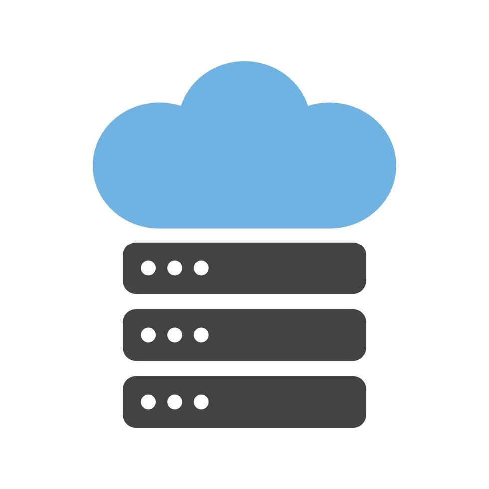 nube e server dati glifo blu e nero icona vettore
