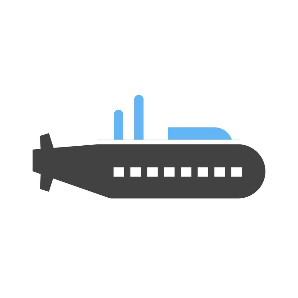 sottomarino glifo blu e nero icona vettore