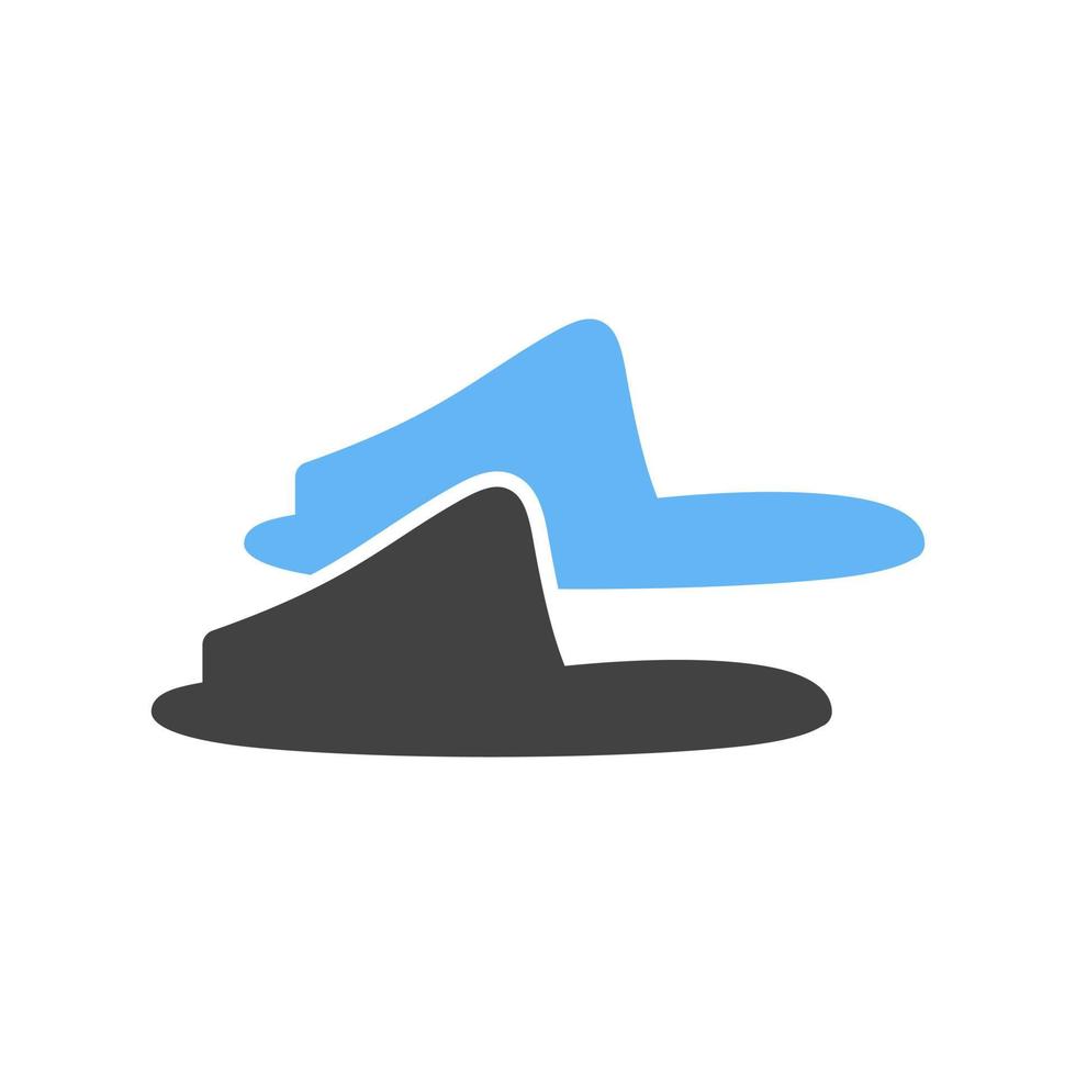 pantofole glifo blu e nero icona vettore