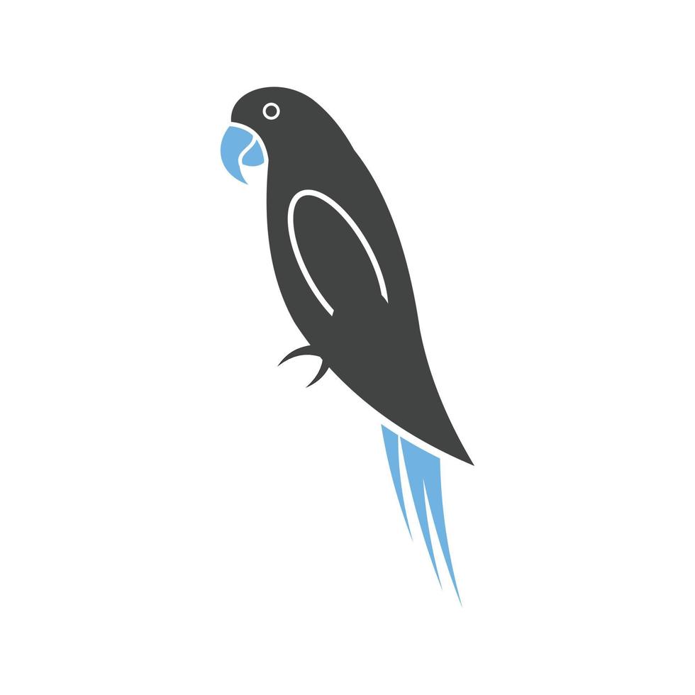 animale domestico pappagallo glifo blu e nero icona vettore