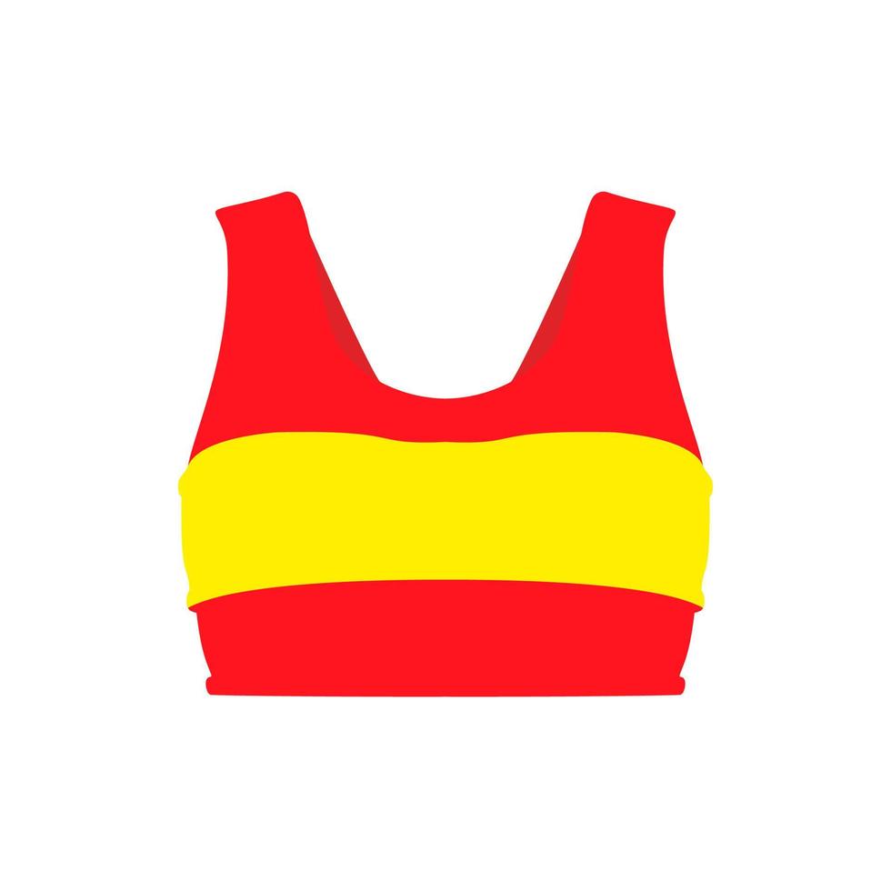 gli sport reggiseno rosso abbigliamento capi di abbigliamento corpo illustrazione simbolo vettore icona. vestito donna costume da bagno fitness yoga isolato bianca