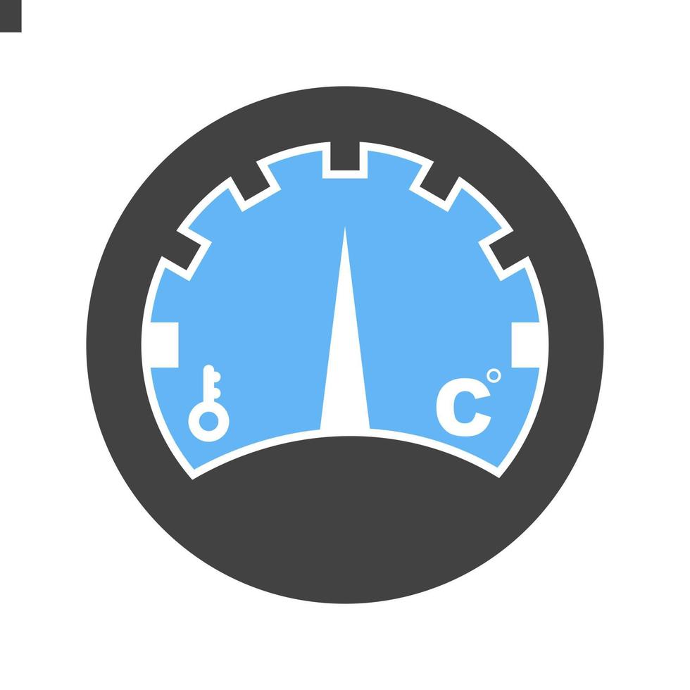 temperatura indicatore glifo blu e nero icona vettore