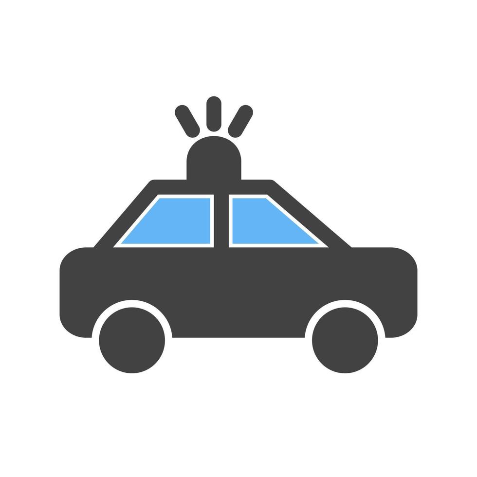 polizia auto glifo blu e nero icona vettore