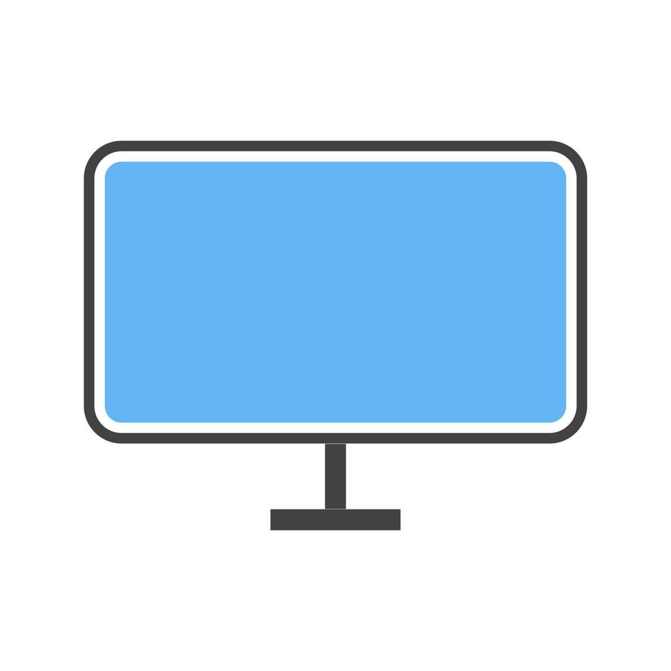 lcd schermo glifo blu e nero icona vettore
