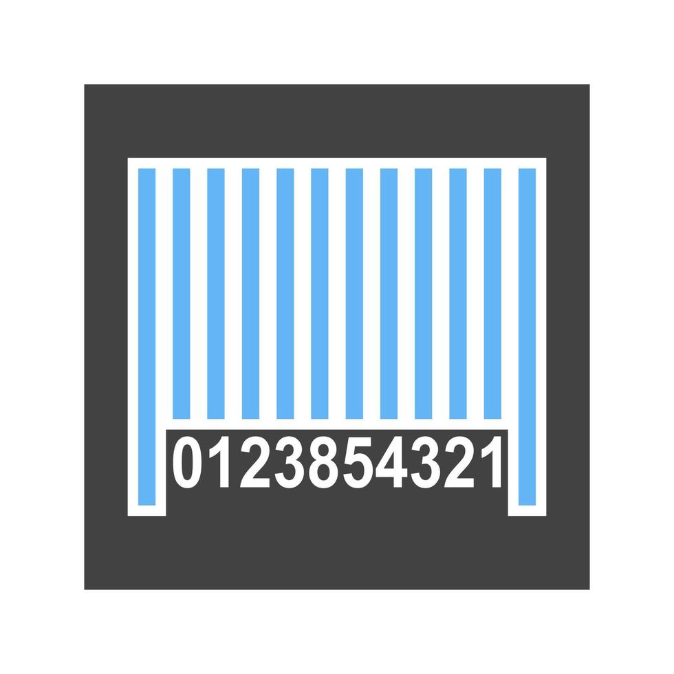 codice a barre glifo blu e nero icona vettore