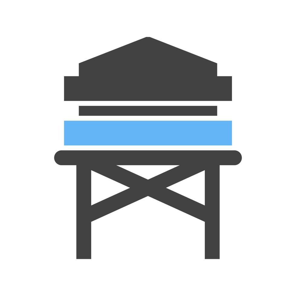 acqua Torre glifo blu e nero icona vettore