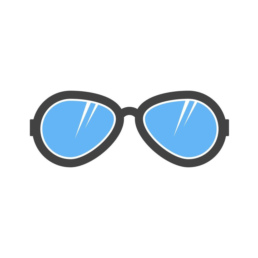 occhiali da sole glifo blu e nero icona vettore