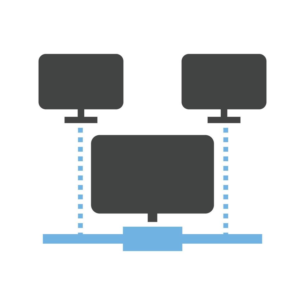 collegato sistemi ii glifo blu e nero icona vettore