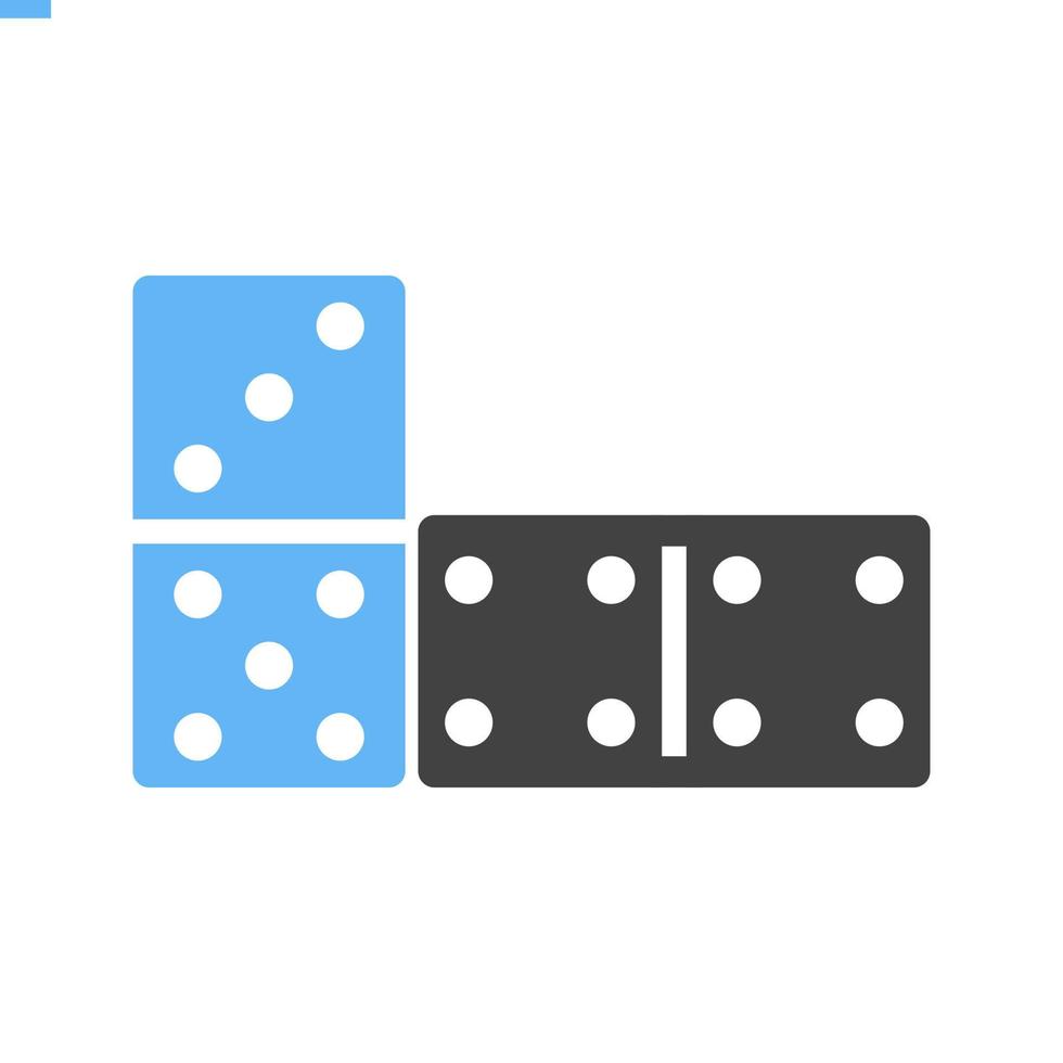 domino gioco glifo blu e nero icona vettore