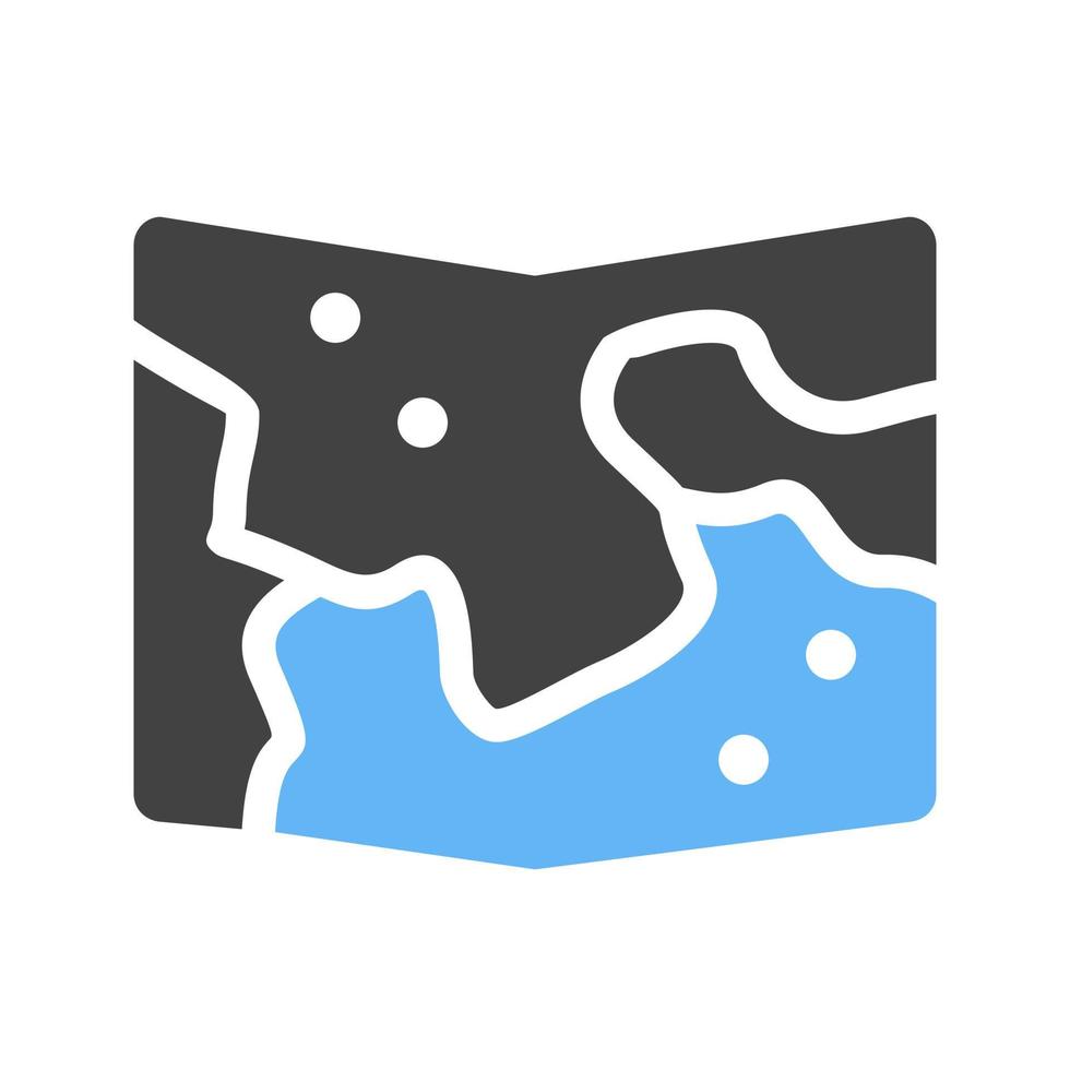 carta geografica glifo blu e nero icona vettore