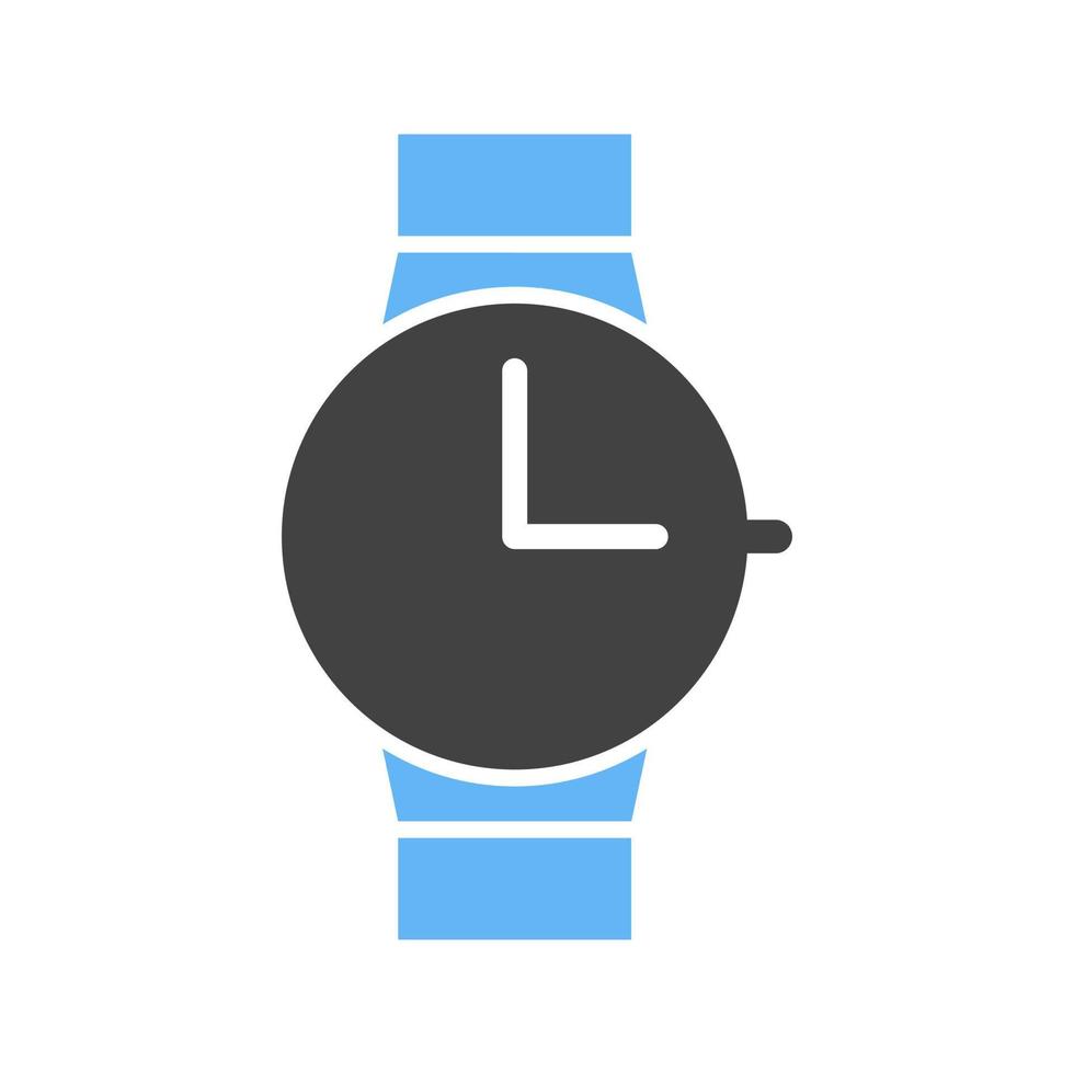 casuale orologio glifo blu e nero icona vettore