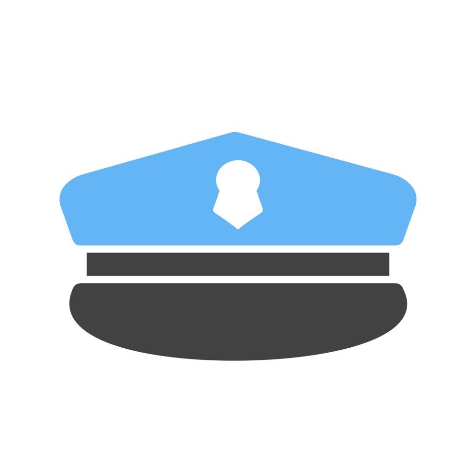 militare cappello glifo blu e nero icona vettore