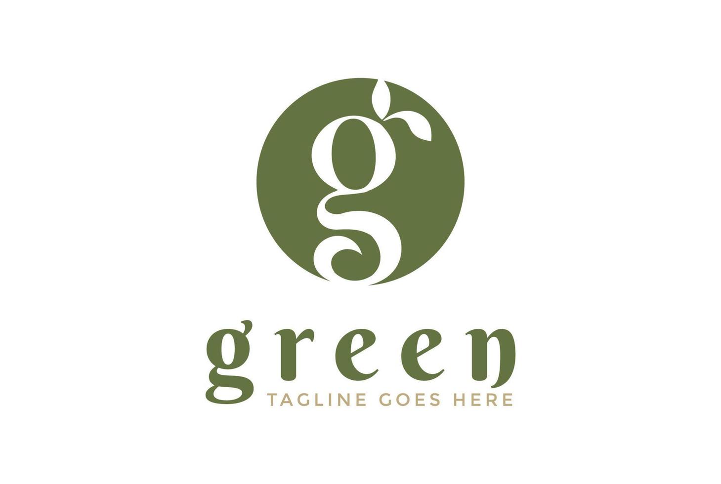semplice minimalista iniziale lettera g per verde foglia pianta albero o terme yoga benessere erba cosmetici logo design vettore