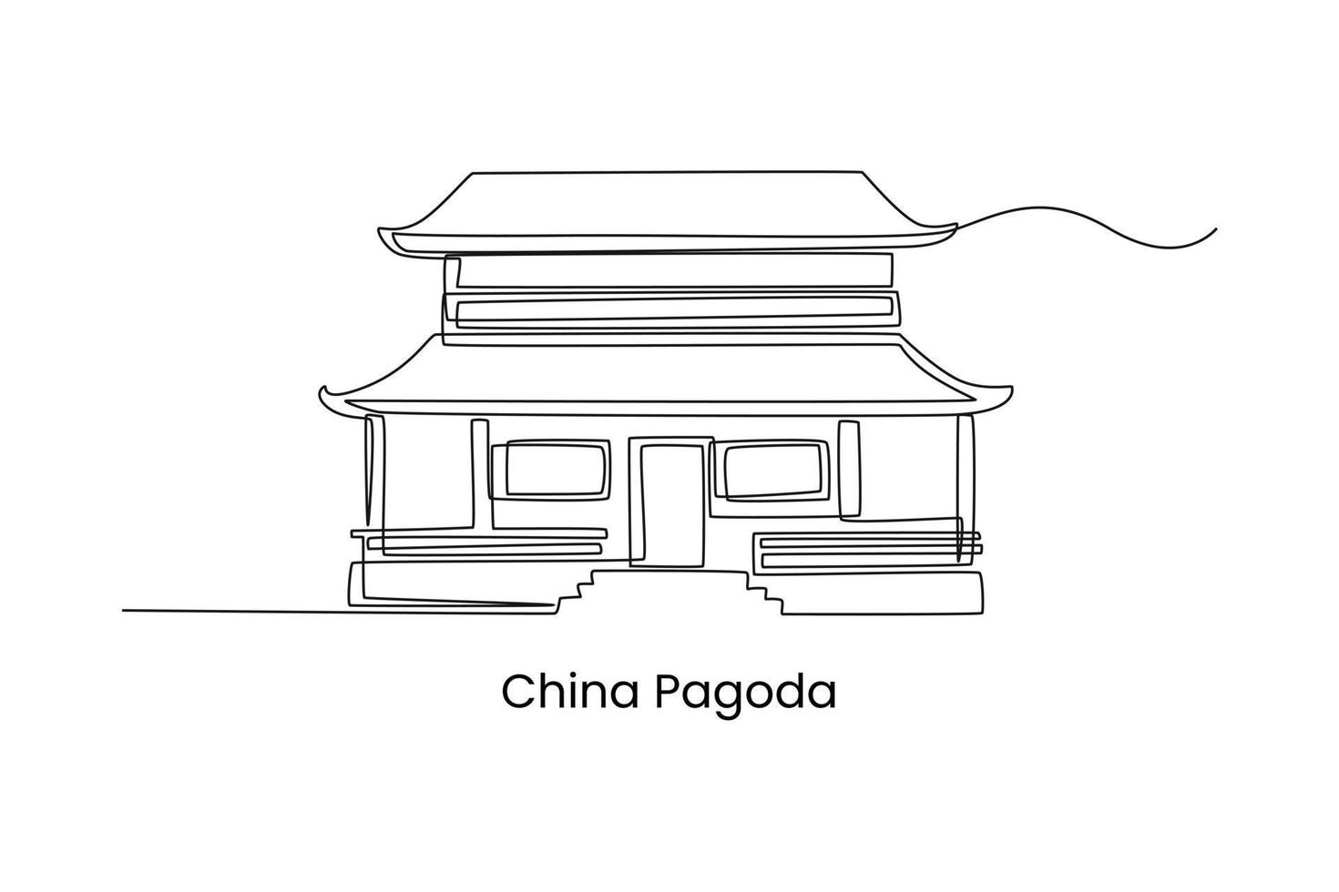 singolo uno linea disegno pagoda Casa nel Cina. tradizionale Casa concetto. continuo linea disegnare design grafico vettore illustrazione.