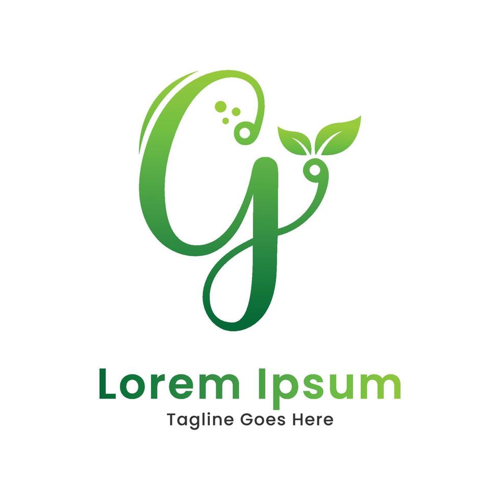 eco iniziale lettera g con pendenza natura verde foglia logo design vettore