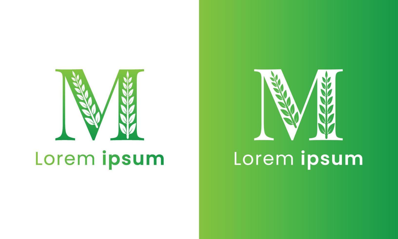 lettera m logo con un' creativo monogramma foglia concetto per il verde eco azienda vettore