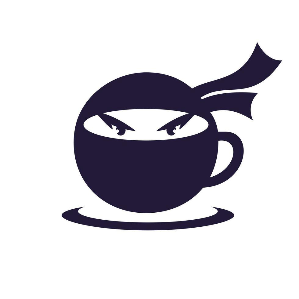 ninja caffè vettore logo design.