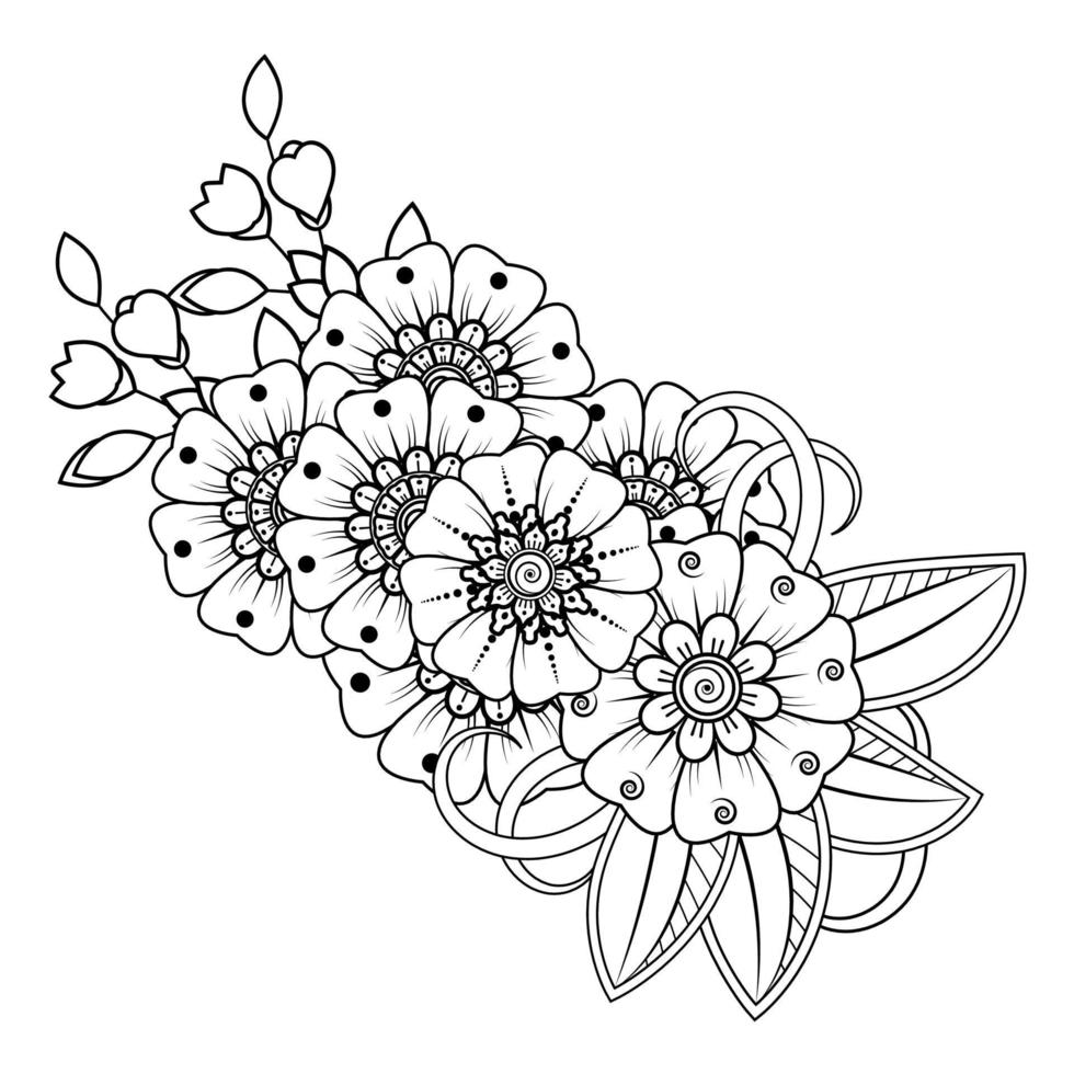 sfondo floreale con fiore mehndi. ornamento decorativo in stile etnico orientale. libro da colorare. vettore