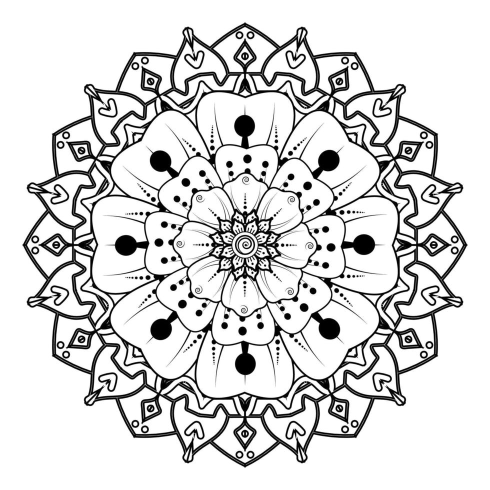 floreale sfondo con mehndi fiore. decorativo ornamento nel etnico orientale stile, scarabocchio ornamento, schema mano disegno. colorazione libro pagina. vettore