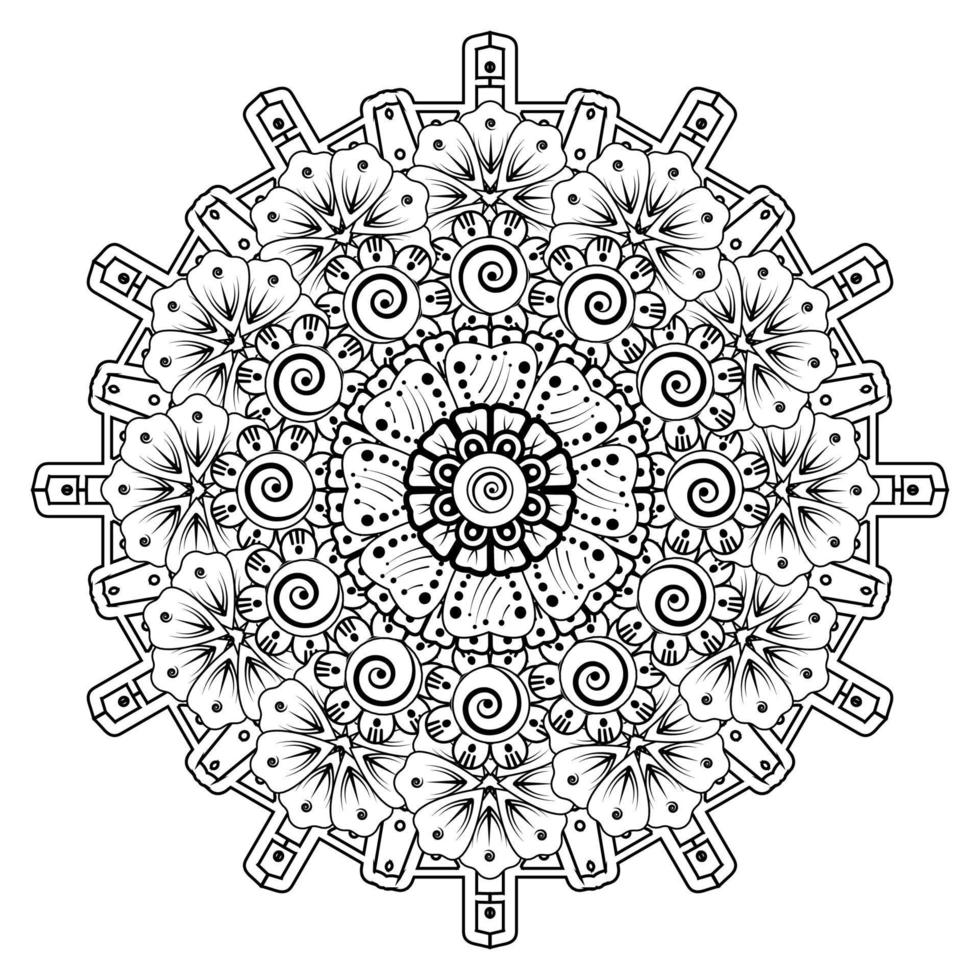 floreale sfondo con mehndi fiore. decorativo ornamento nel etnico orientale stile, scarabocchio ornamento, schema mano disegno. colorazione libro pagina. vettore