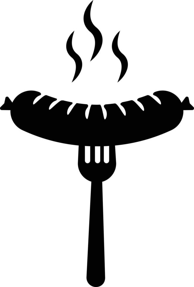 grigliato salsicce icona o bianca sfondo. caldo salsiccia logo. salsiccia cartello. piatto stile. vettore
