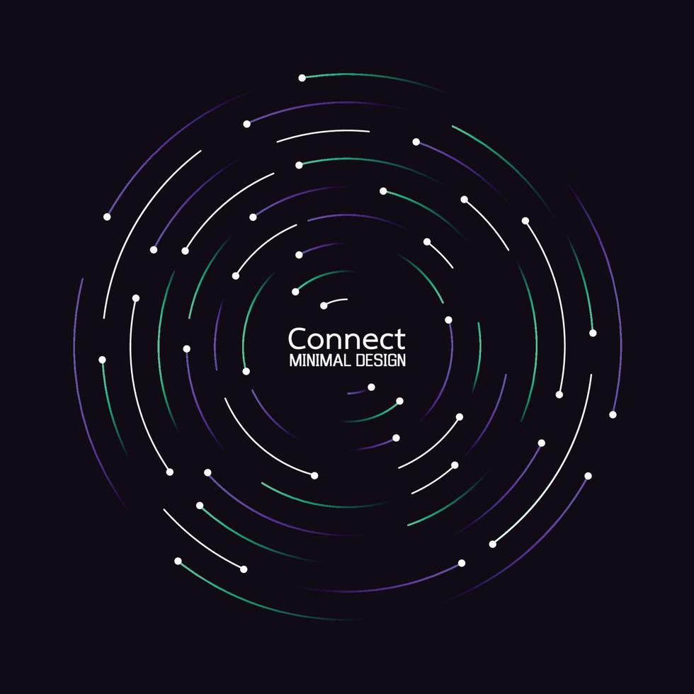 connessione di rete della tecnologia del flusso di dati. sfondo astratto vortice radiale sentiero circolare. disegno del logo dell'icona. sfondo vettoriale