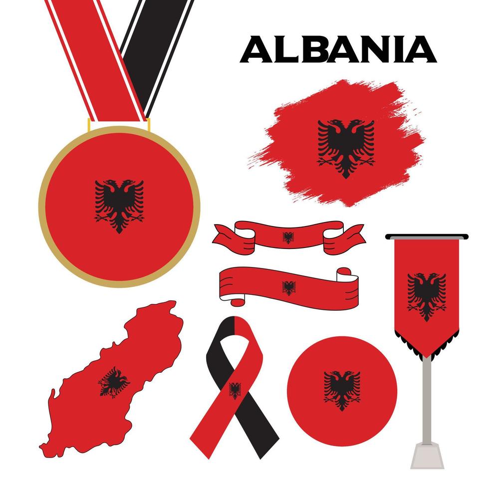 elementi collezione con il bandiera di Albania design modello design vettore